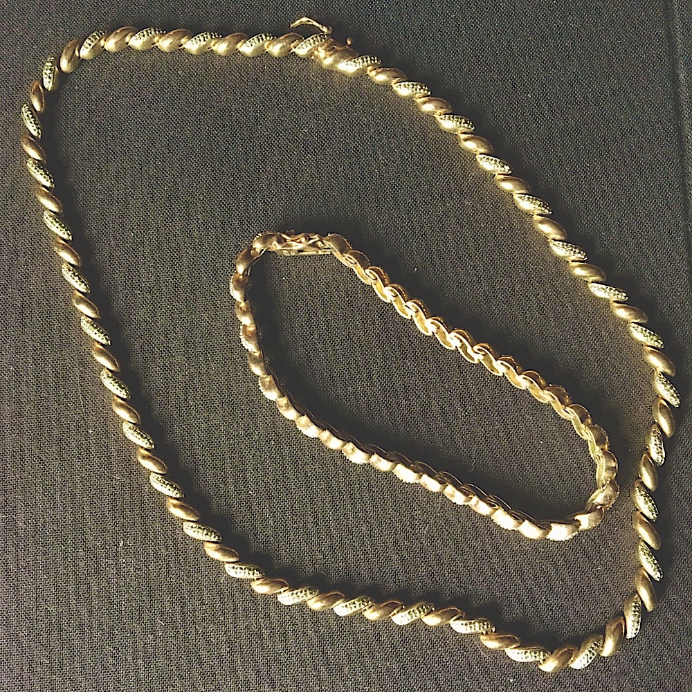 Sterling Silver & Gold Necklace & Bracelet Set